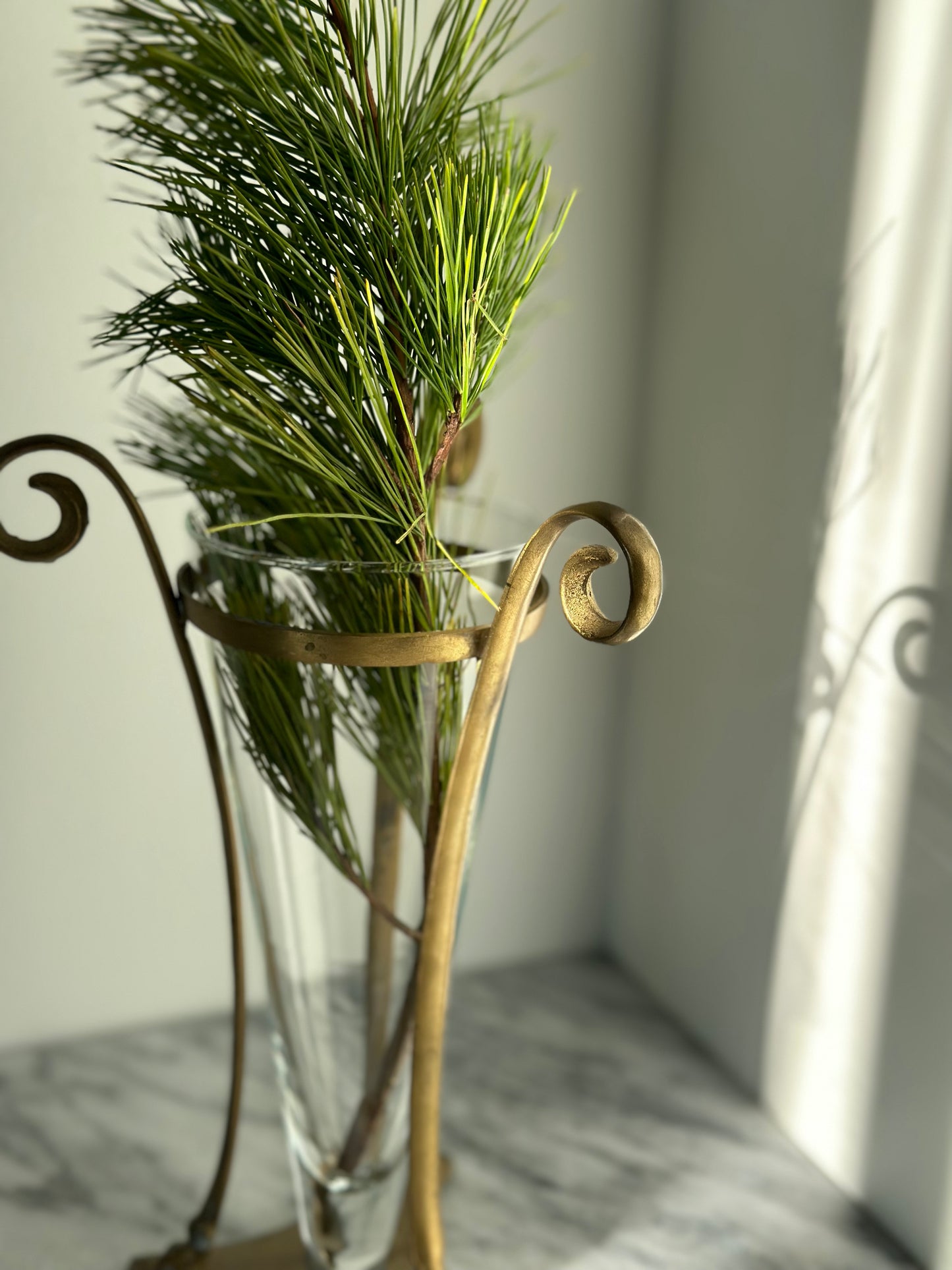 Ornate Brass and glass vase