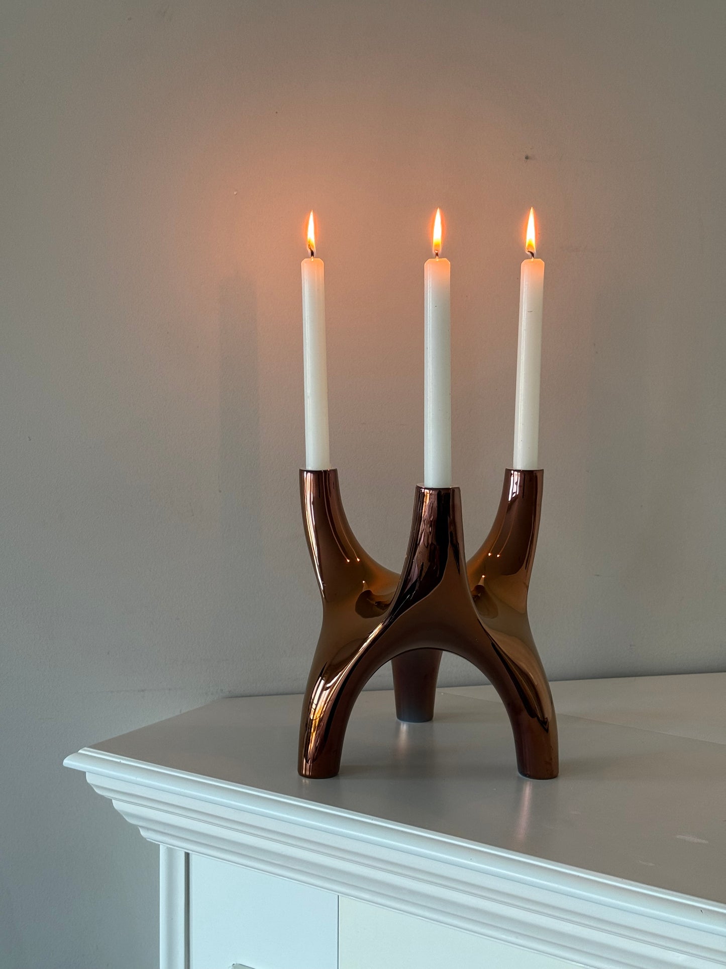Rosenthal "Free Spirit" Metallic Porcelain 3-Arm Candelabra