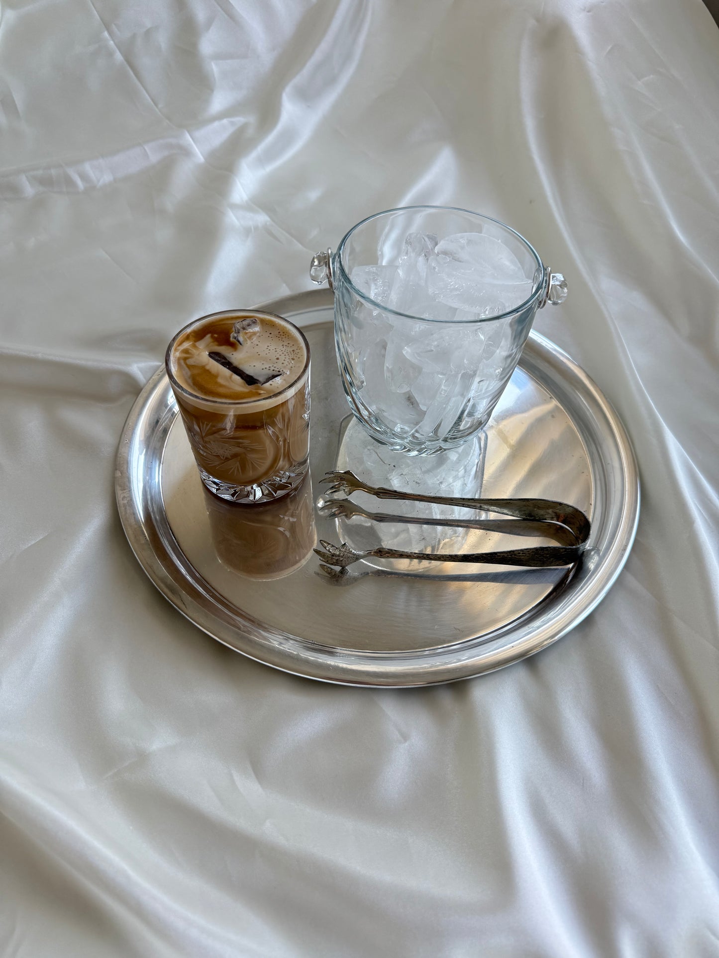 Italian Glass Ice Bucket with Removable Handle
