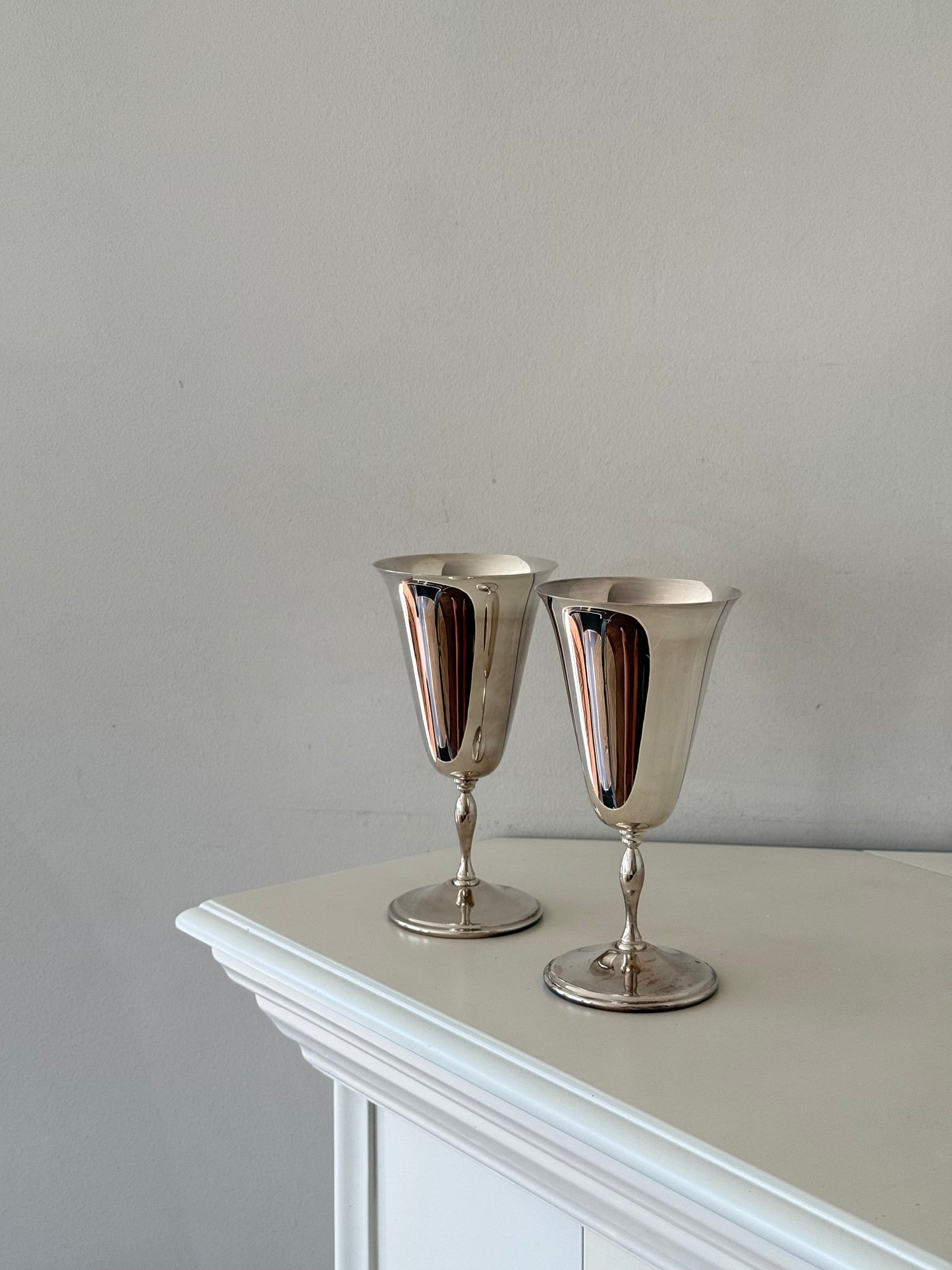 Set of 4 Vintage Silver-Plated Champagne Goblets
