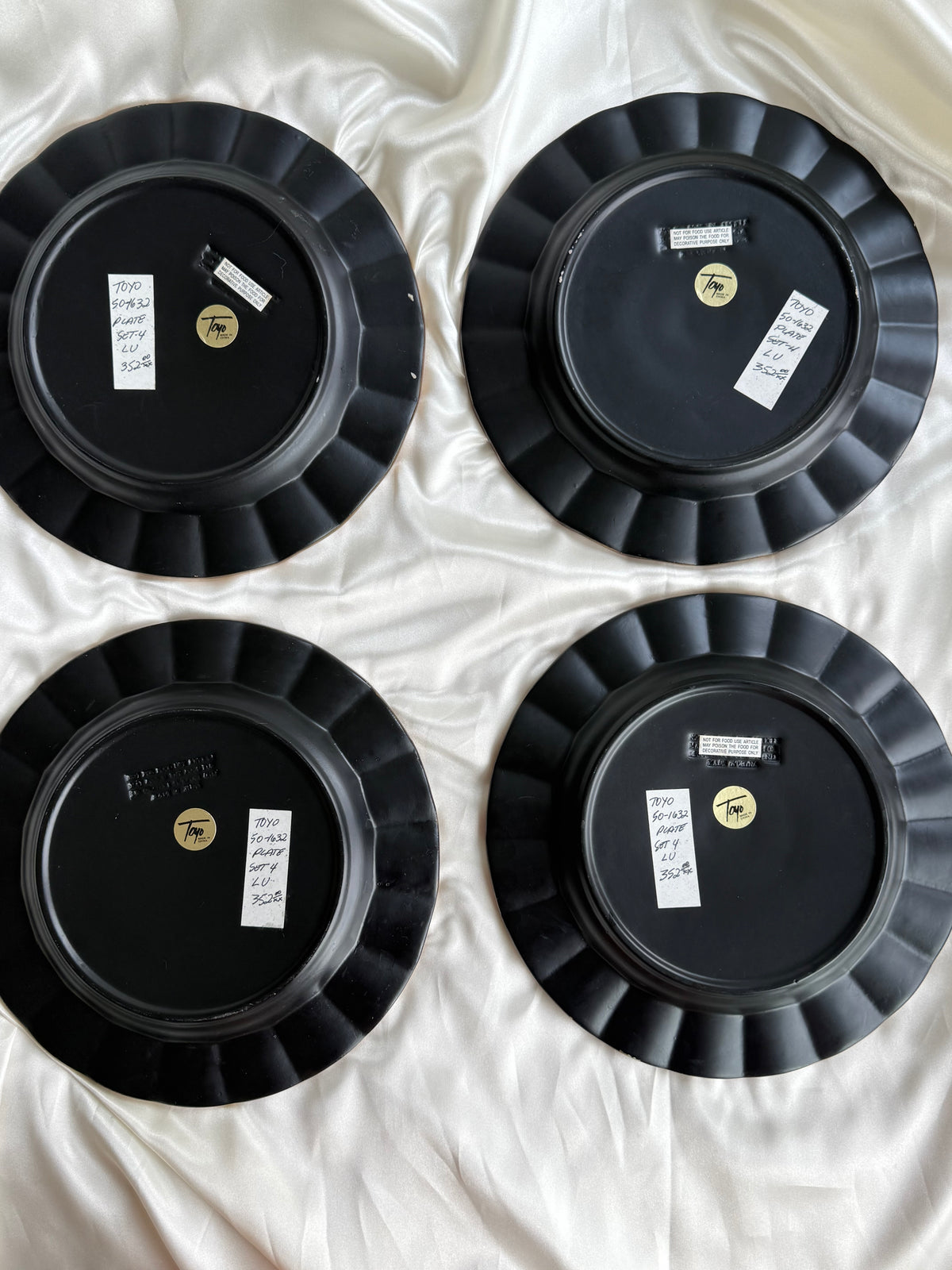 Vintage Toyo Hand-Painted Botanical Plates — Set of Four