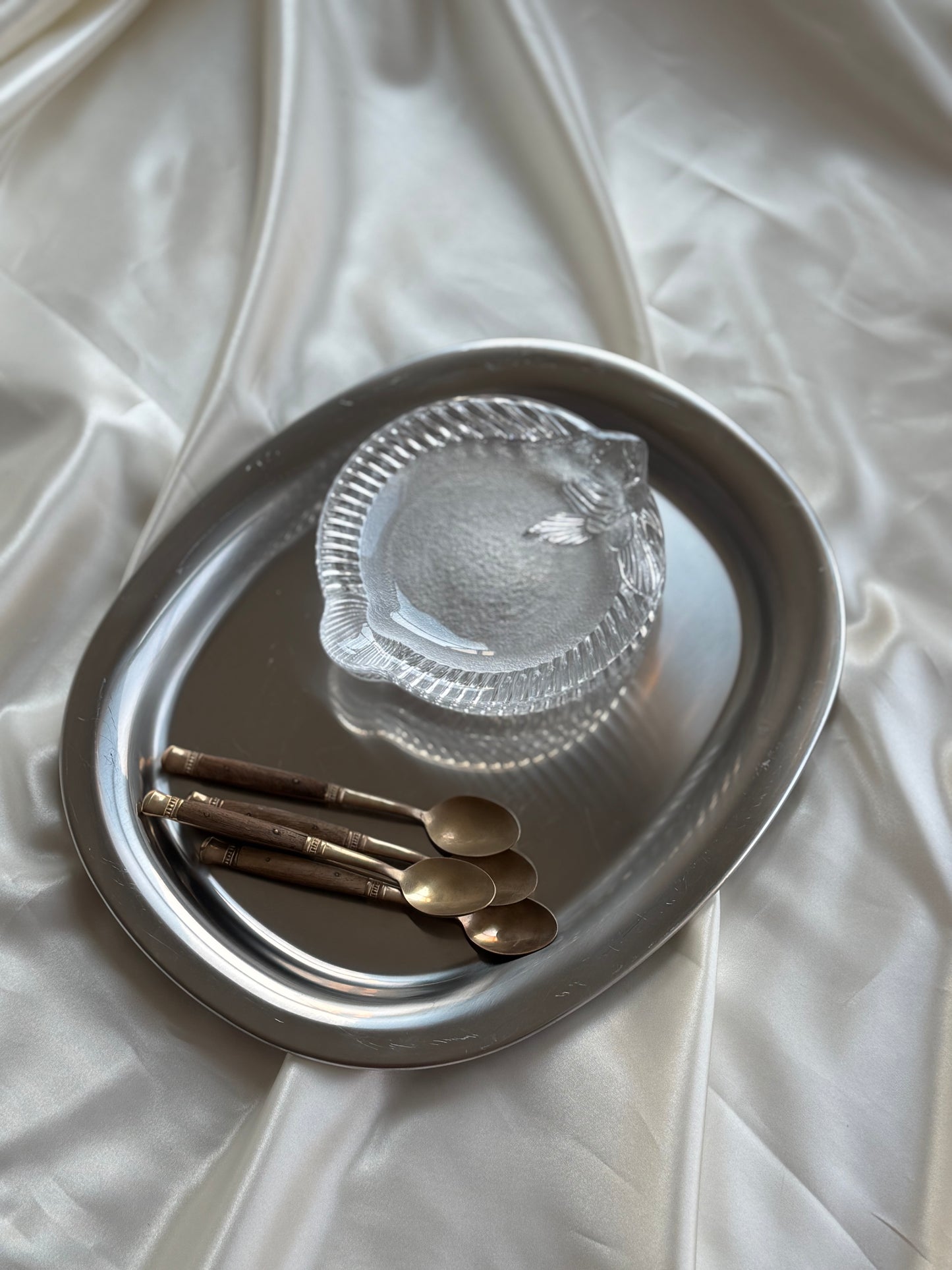 Set of 4 Vintage Glass Fish Plates