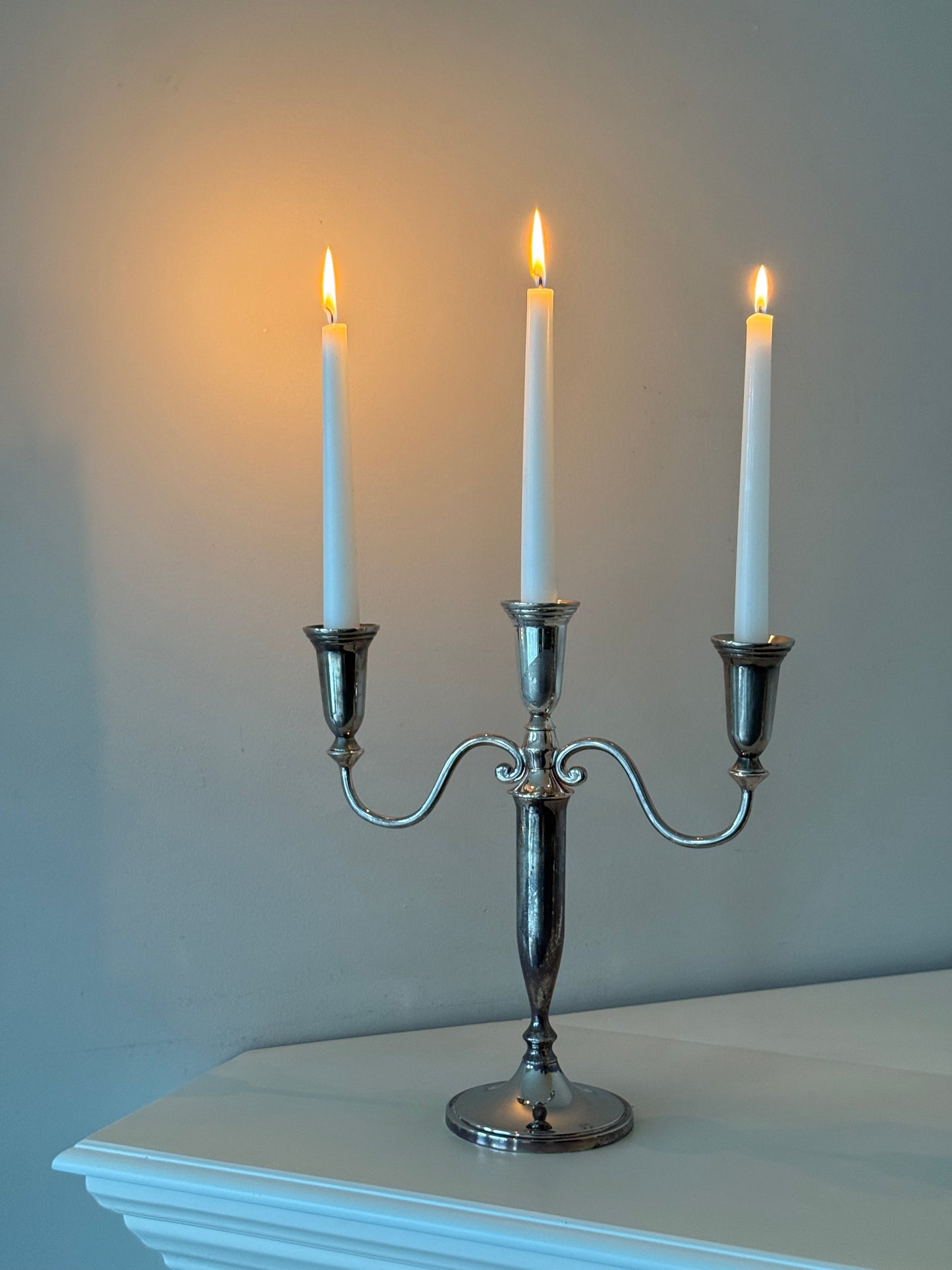 Vintage Silver-Plated Three-Arm Candelabra