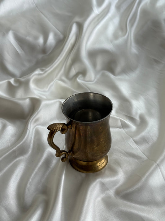 Vintage Brass Tankard with Scallop Shell Handle