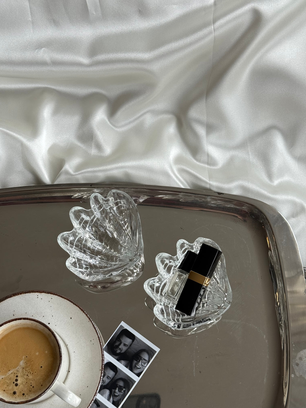 Pair of Vintage Pressed Glass Shell Dishes