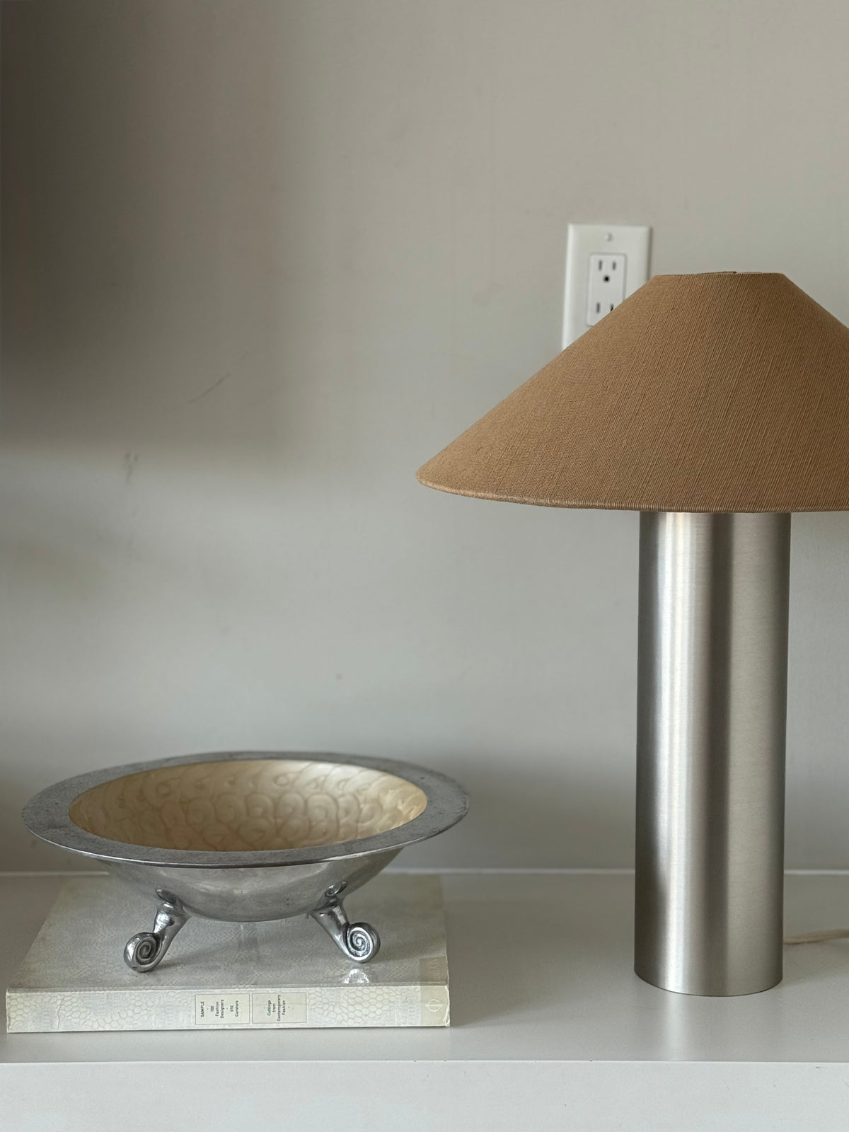 Vintage Silver-Tone Footed Centerpiece Bowl with Swirl Feet