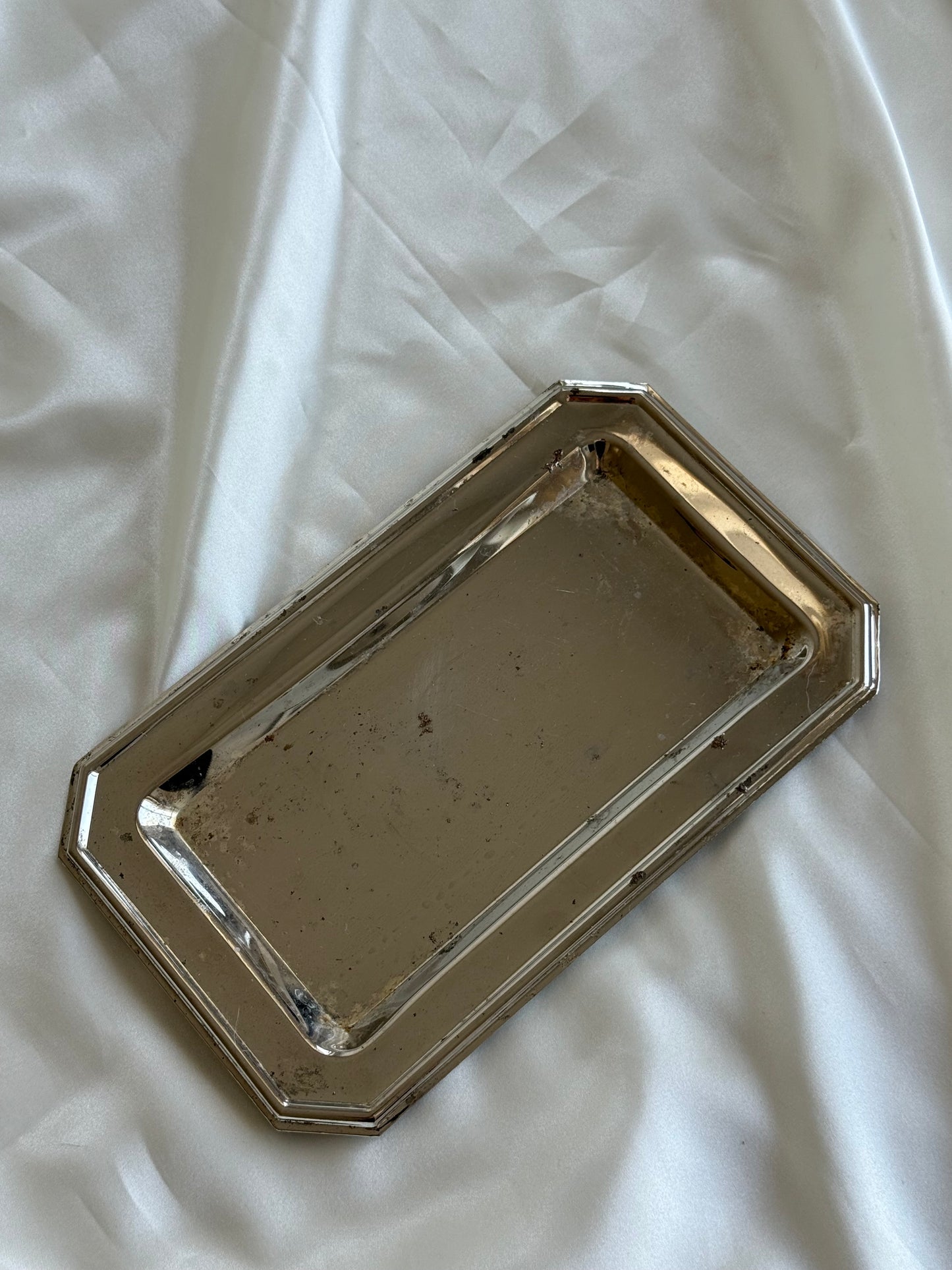 Vintage Silver-Toned Rectangular Tray
