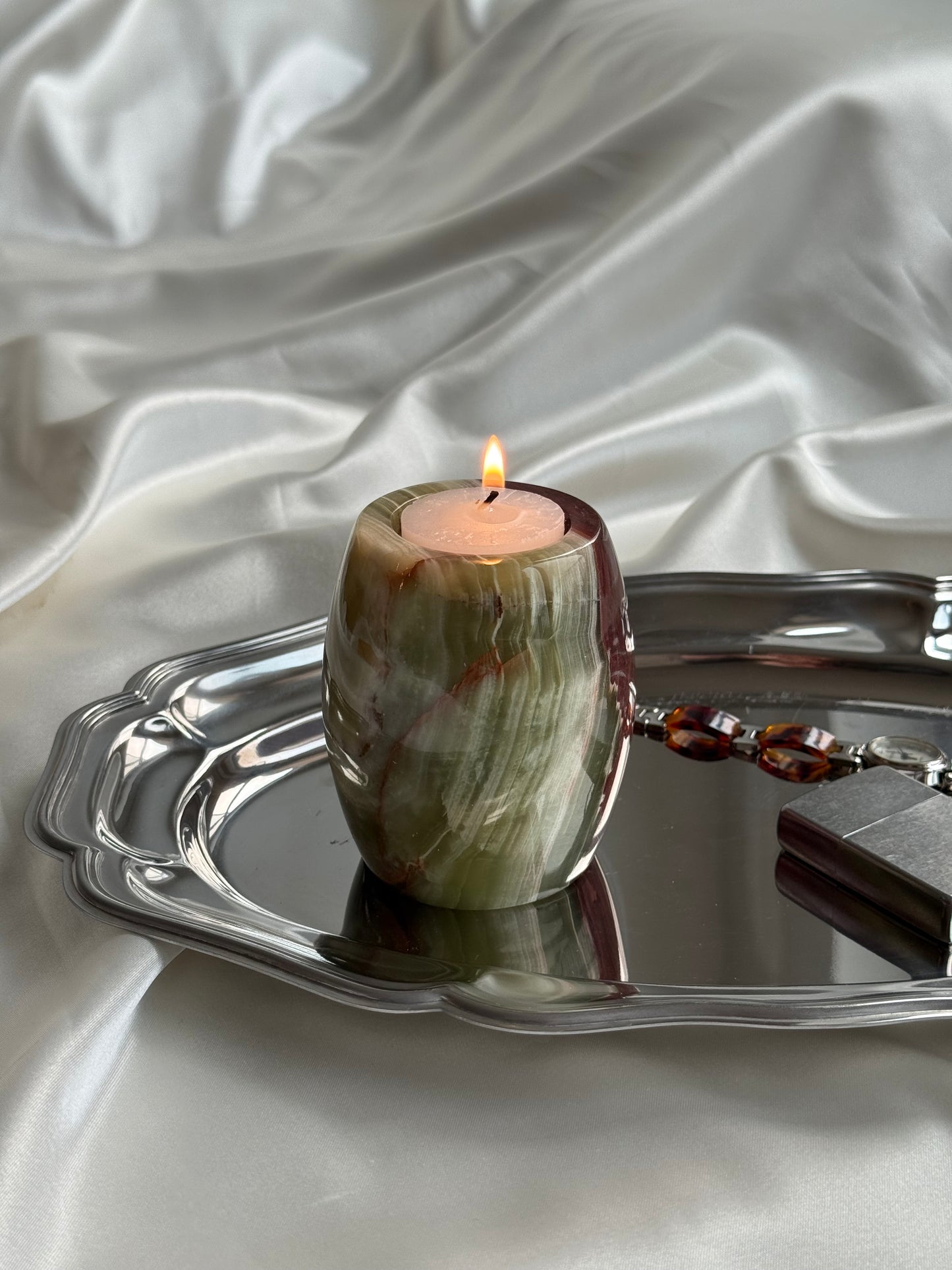 Vintage Reversible Onyx Candle Holder