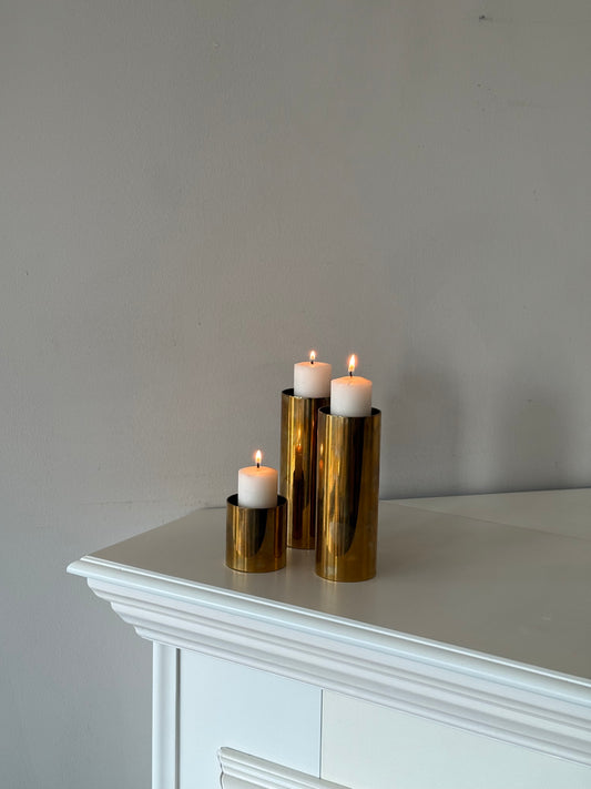 Vintage LINE Denmark Brass Candle Holders – Set of 3