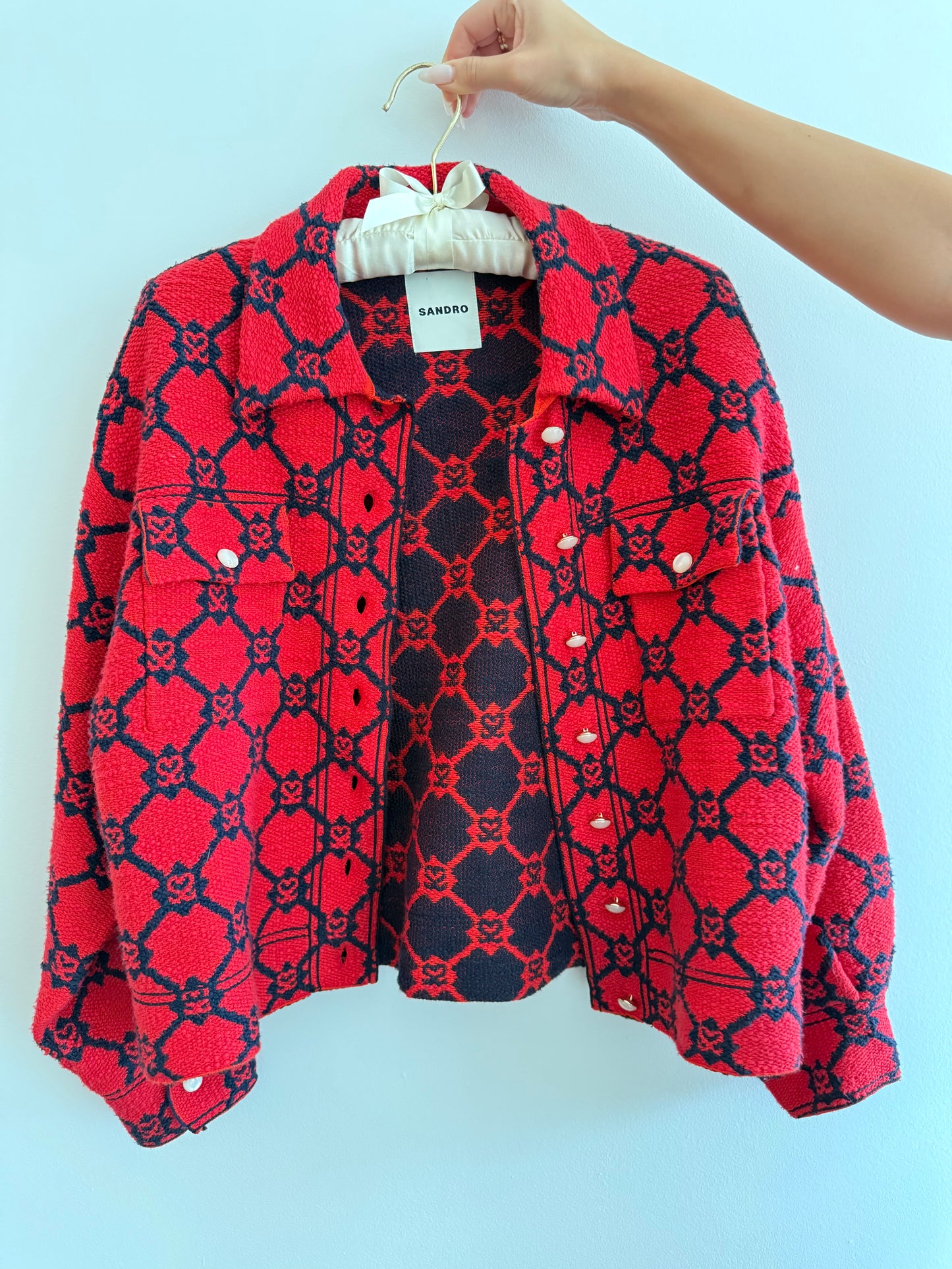 Sandro Paris “Sammy” Monogram Jacquard Jacket
