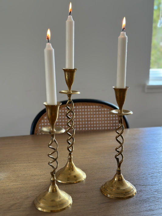 Brass spiral candleholders