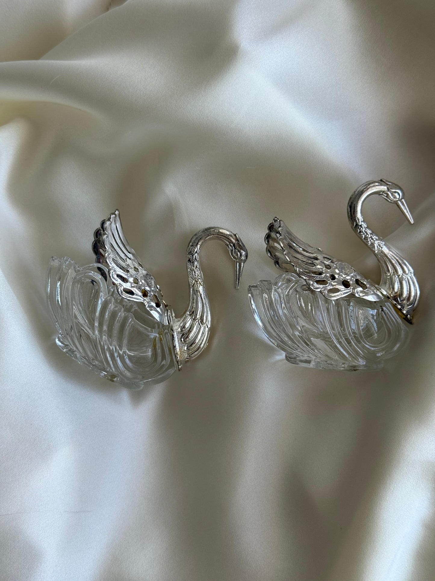 Silver plated and glass Swan