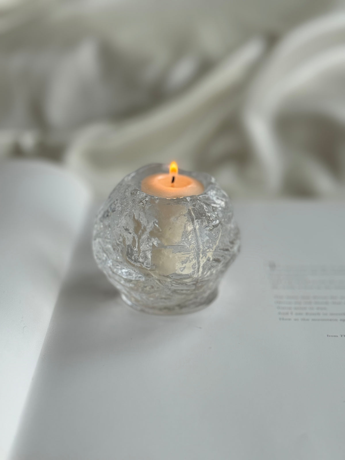 Vintage Textured Glass Tealight Candle Holder