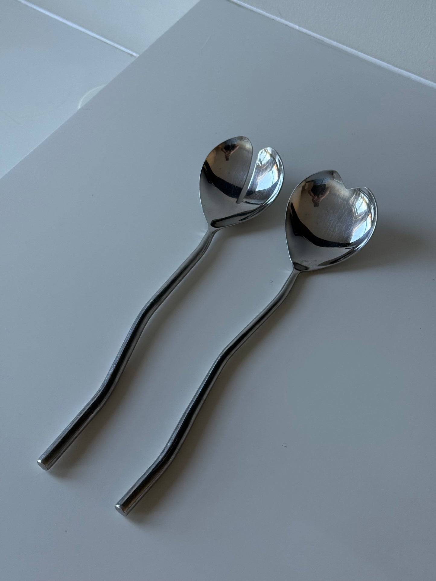 Vintage Modernist Stainless Steel Salad Servers