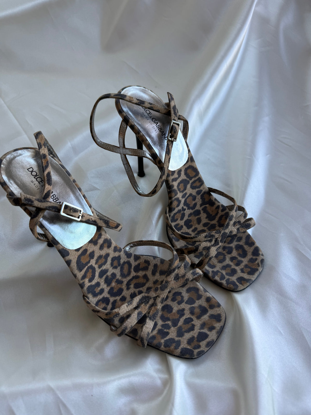 Dolce & Gabbana Leopard Print Strappy Stiletto Sandals | Made in Italy | Size 38.5