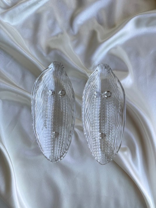 Set of 4 Vintage Glass Corn Plates