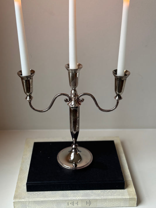 Vintage Silver-Plated Three-Arm Candelabra