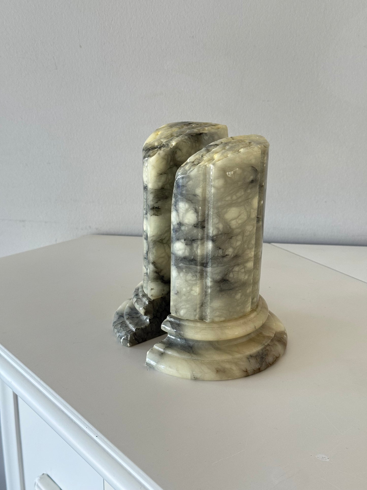 Vintage Alabaster Marble Bookends