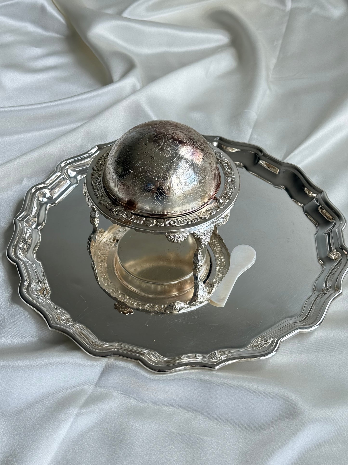 Vintage Caviar Dish with Lid & Spoon