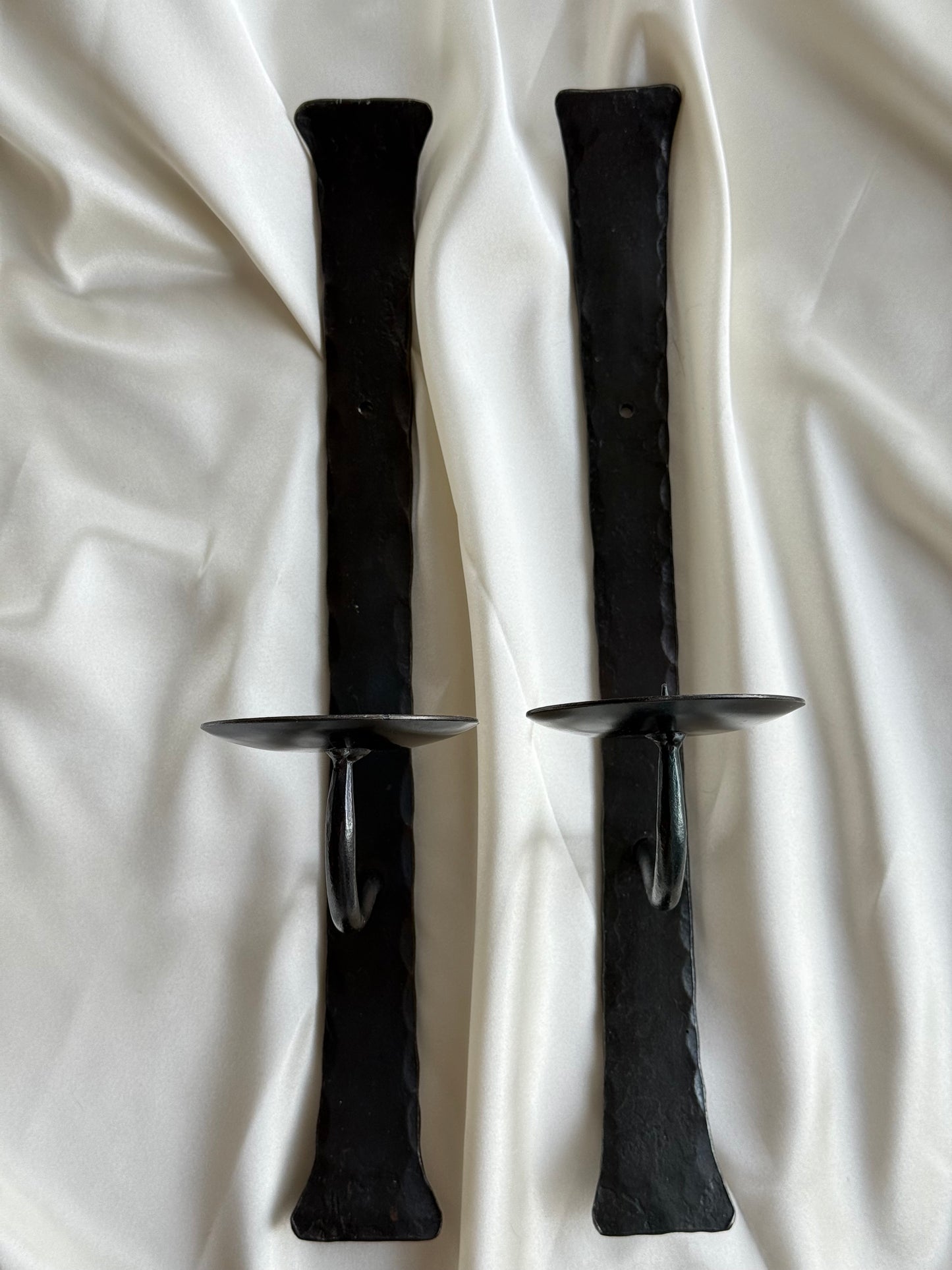 Hand-Forged Iron Wall Candle Holders – Set of 2