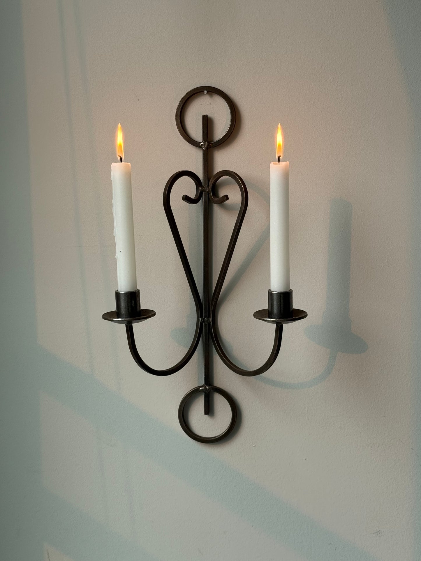 Vintage Double-Arm Iron Wall Sconce