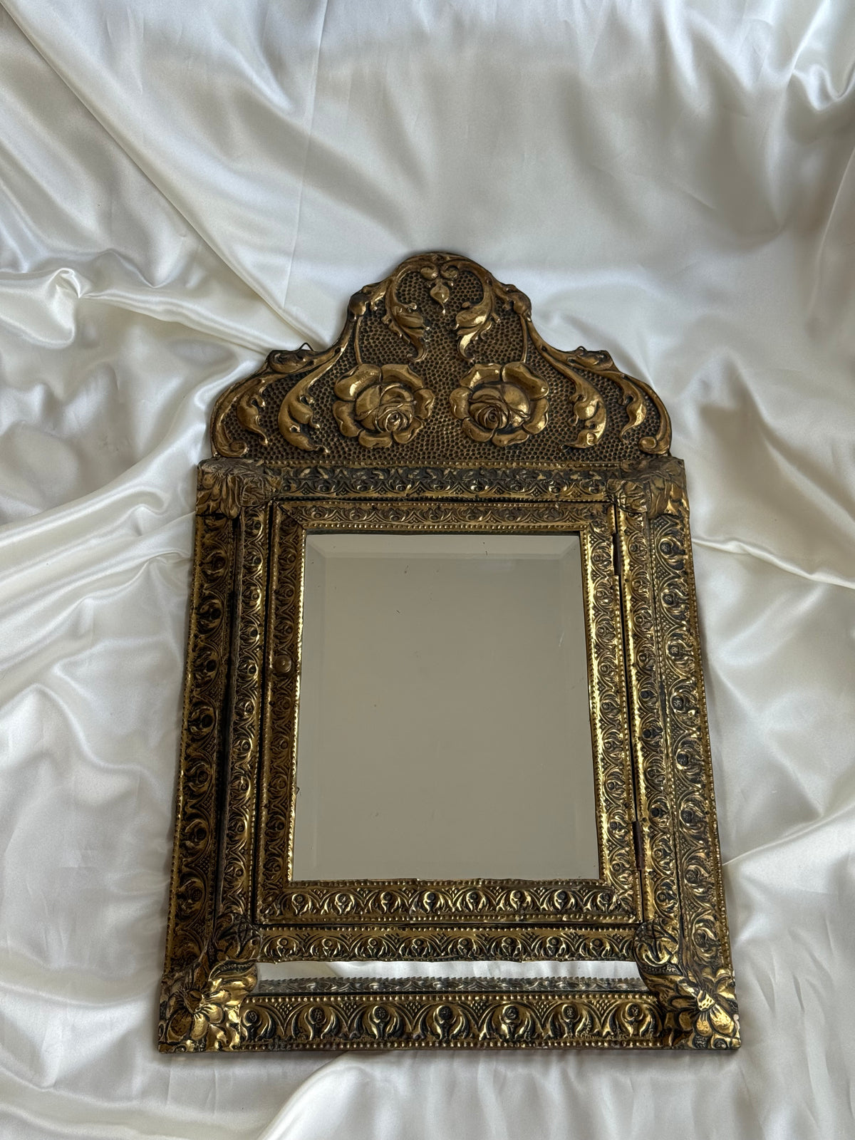 Antique Dutch Art Nouveau Brass Mirror Cabinet with Original Brushes | Circa 1900