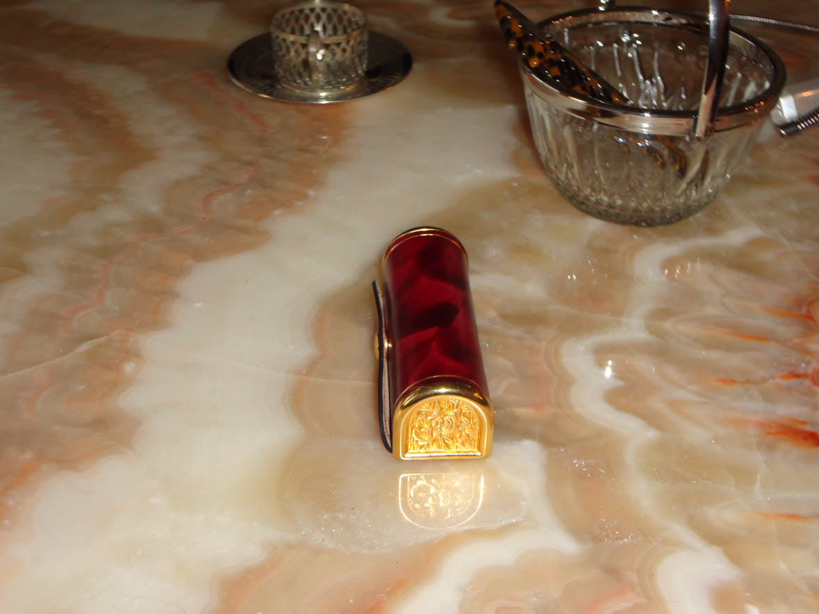 Vintage Italian Genuine Leather Lipstick Case with Mirror