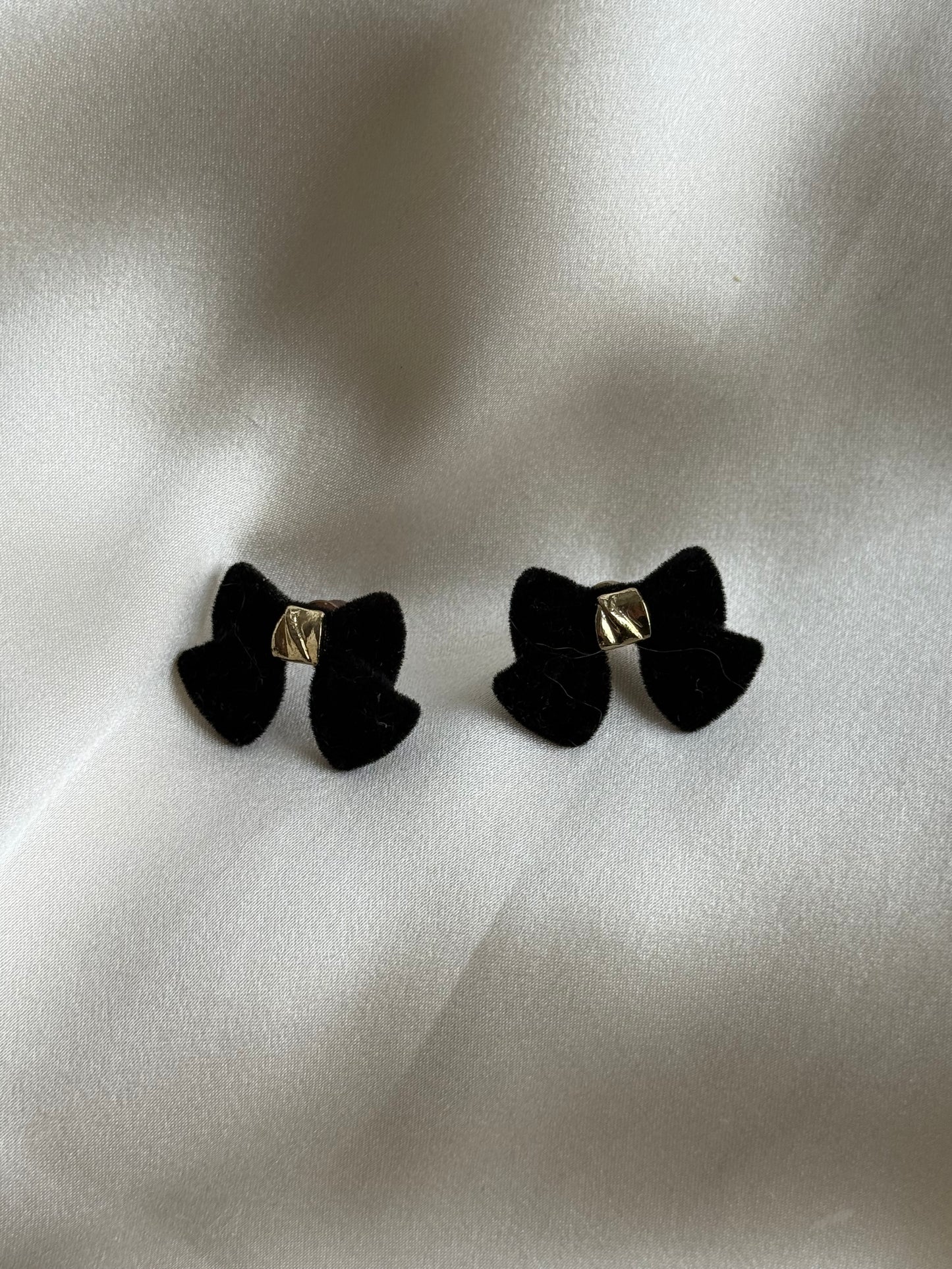Vintage Velvet Bow Stud Earrings