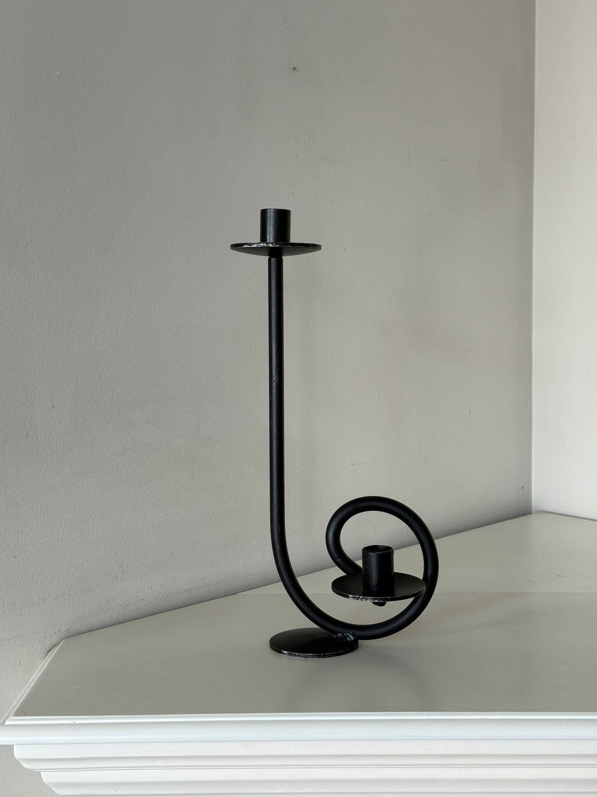 Vintage Black Sculptural Double Candle Holder