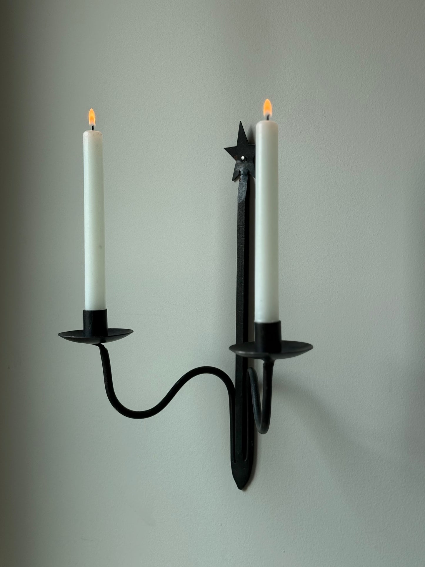 Vintage Wrought Iron Double Wall Sconce