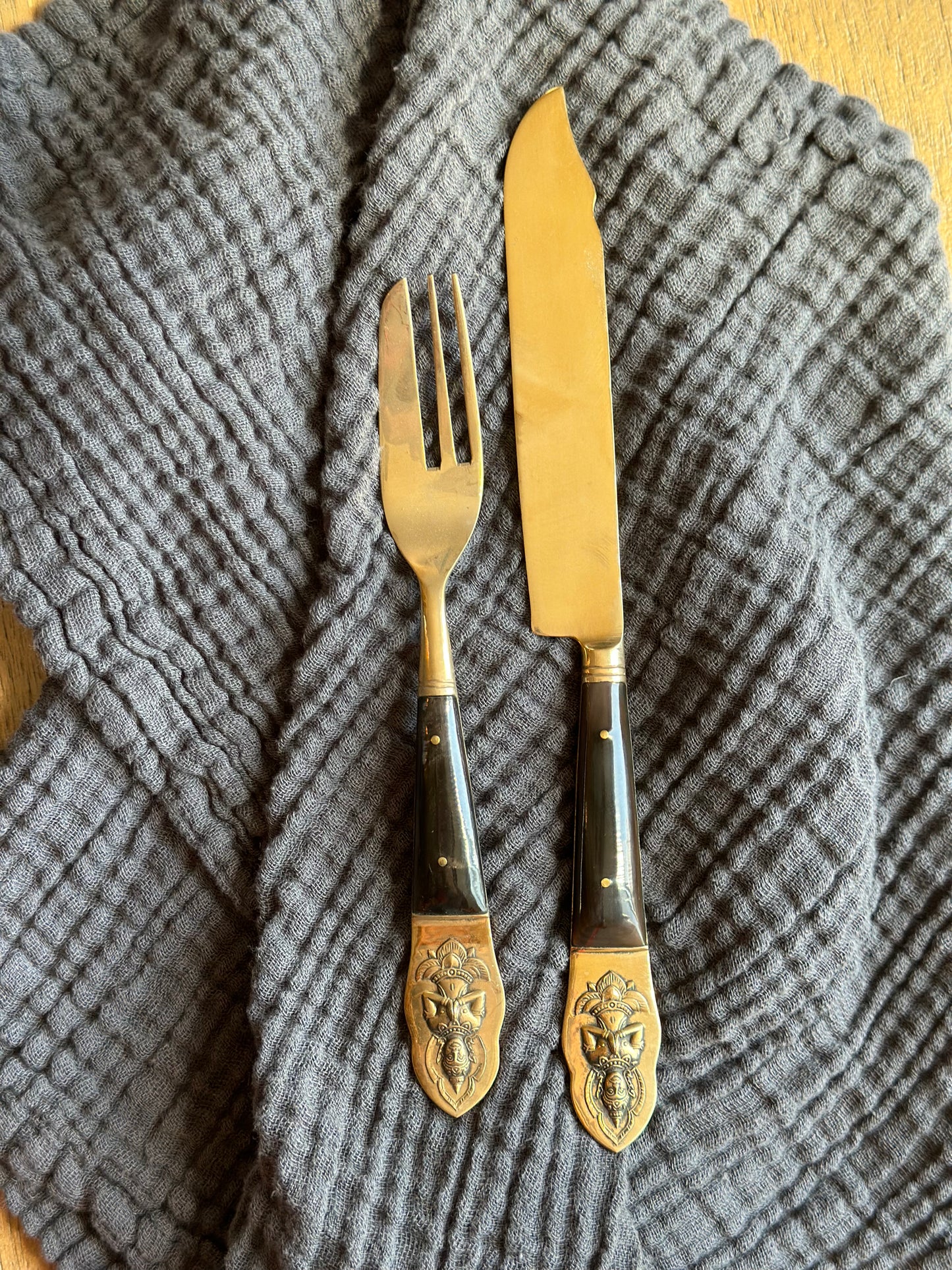 Vintage bronze cutlery set