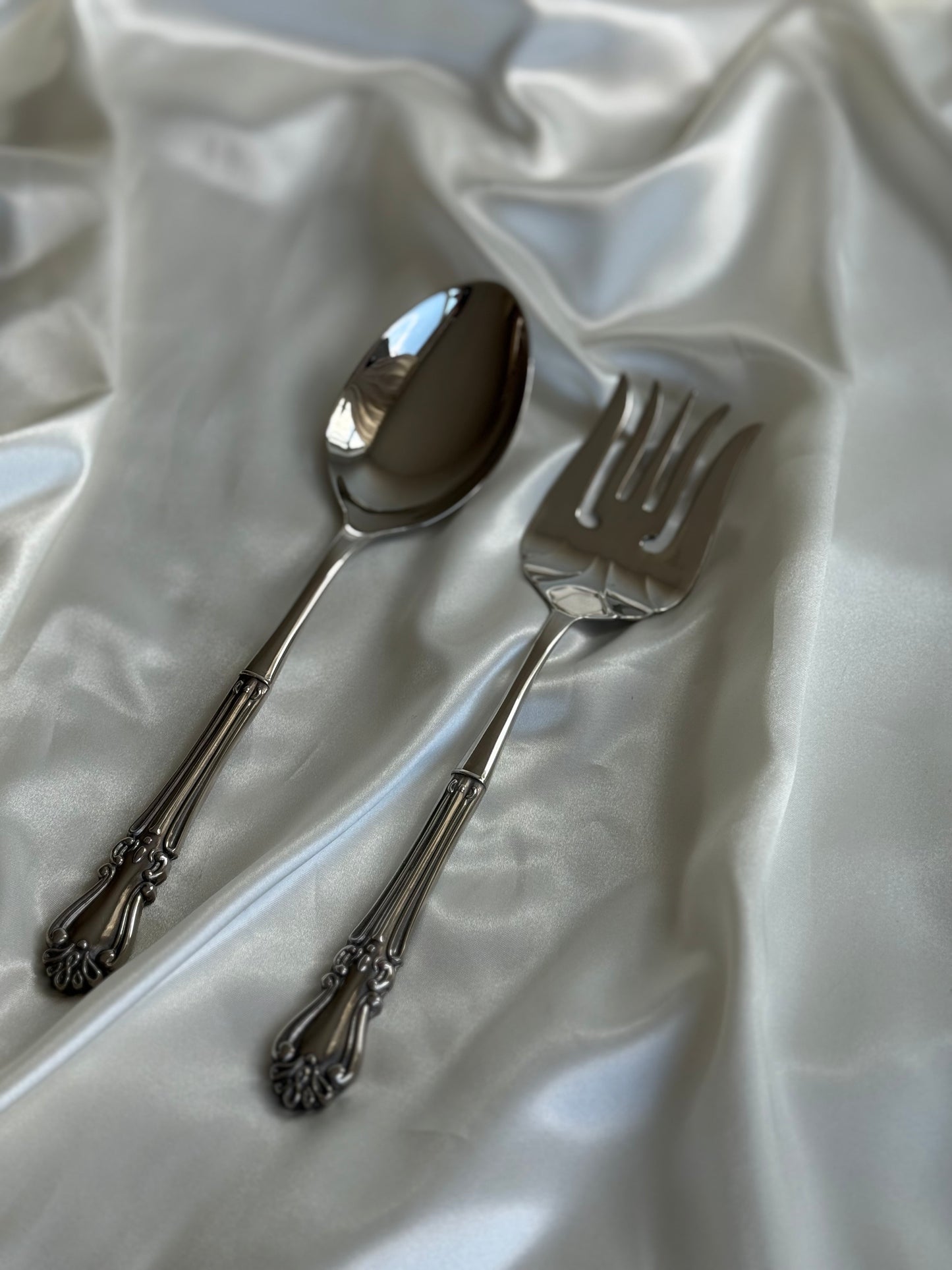 Vintage Ornate Silver-Plated Salad Serving Set