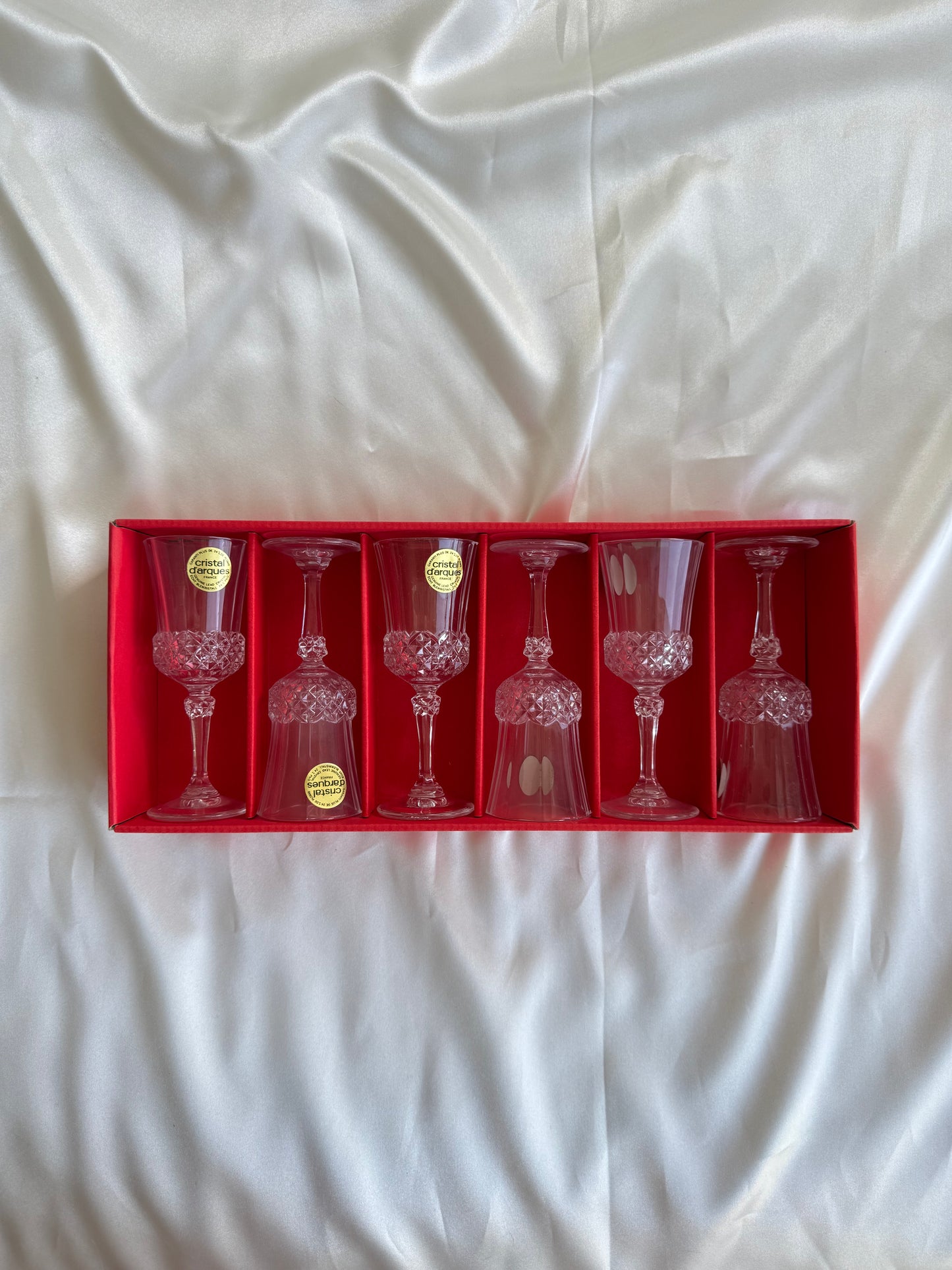 Set of 6 Cristal d’Arques Lead Crystal Liqueur Glasses – Made in France