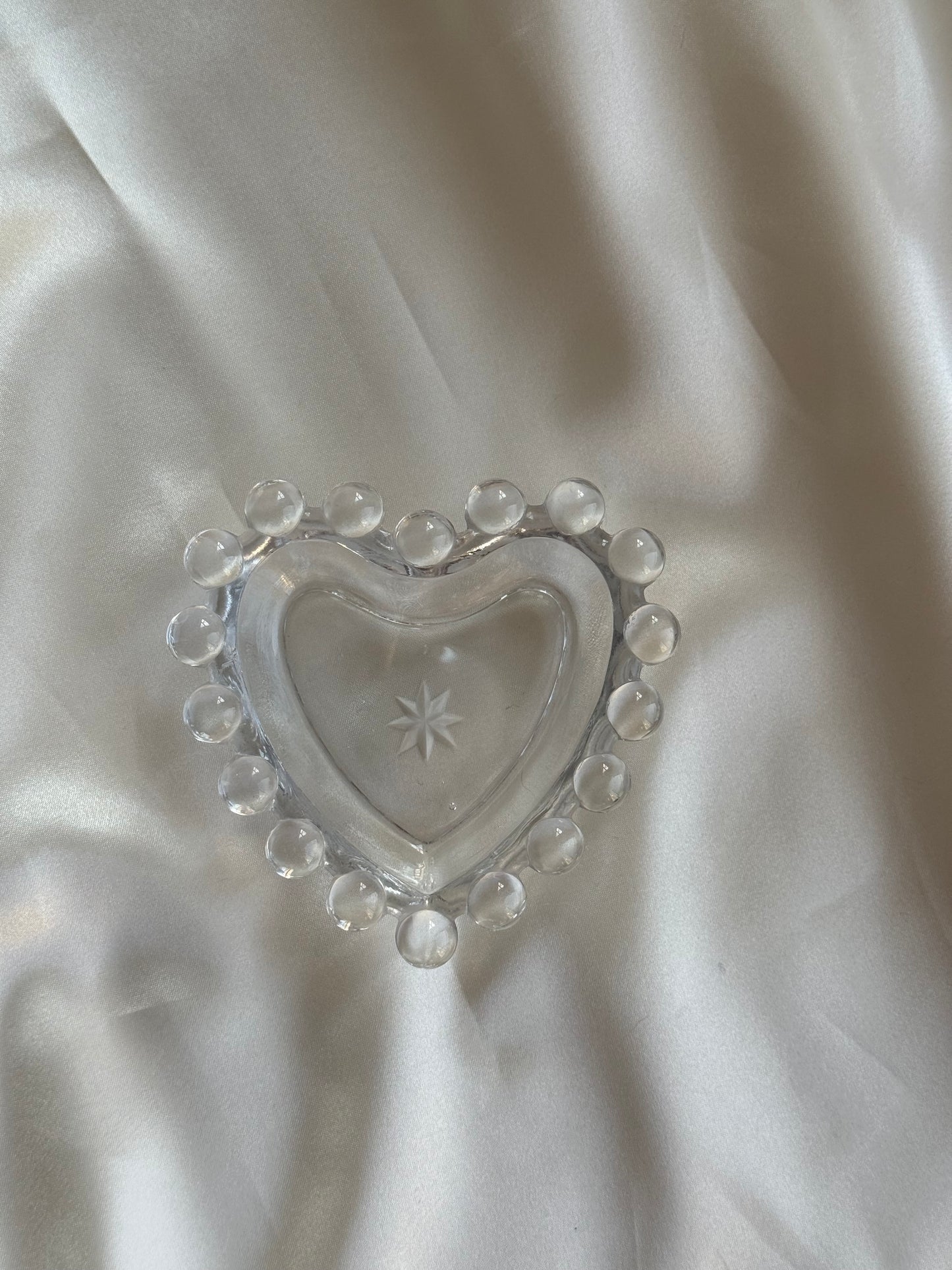 Mini Vintage Glass Heart Trinket Dish