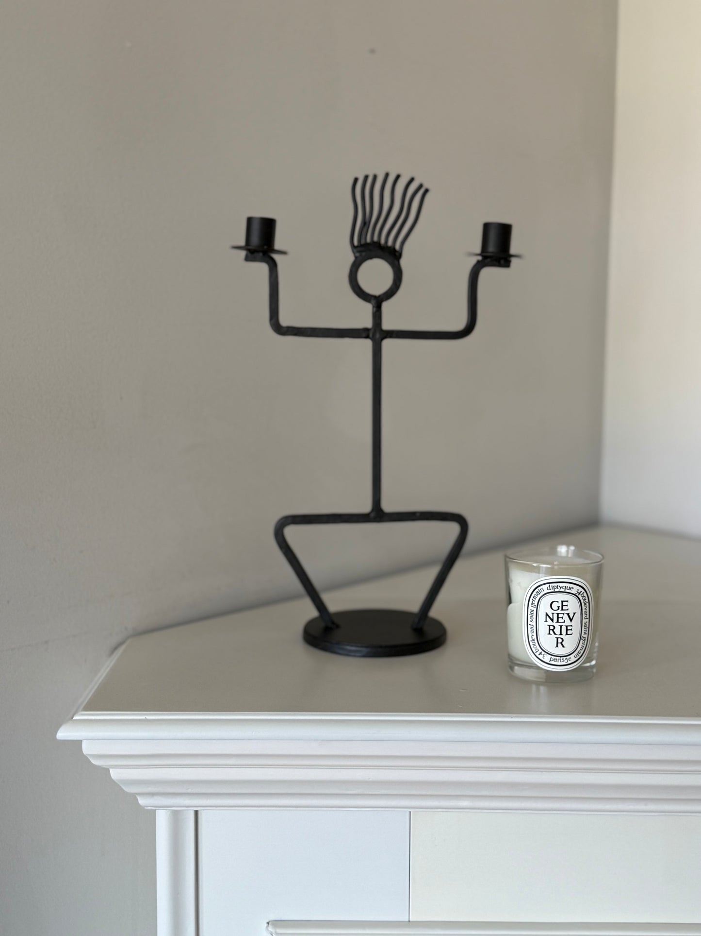 Vintage Hand-Forged Iron Figural Candelabra