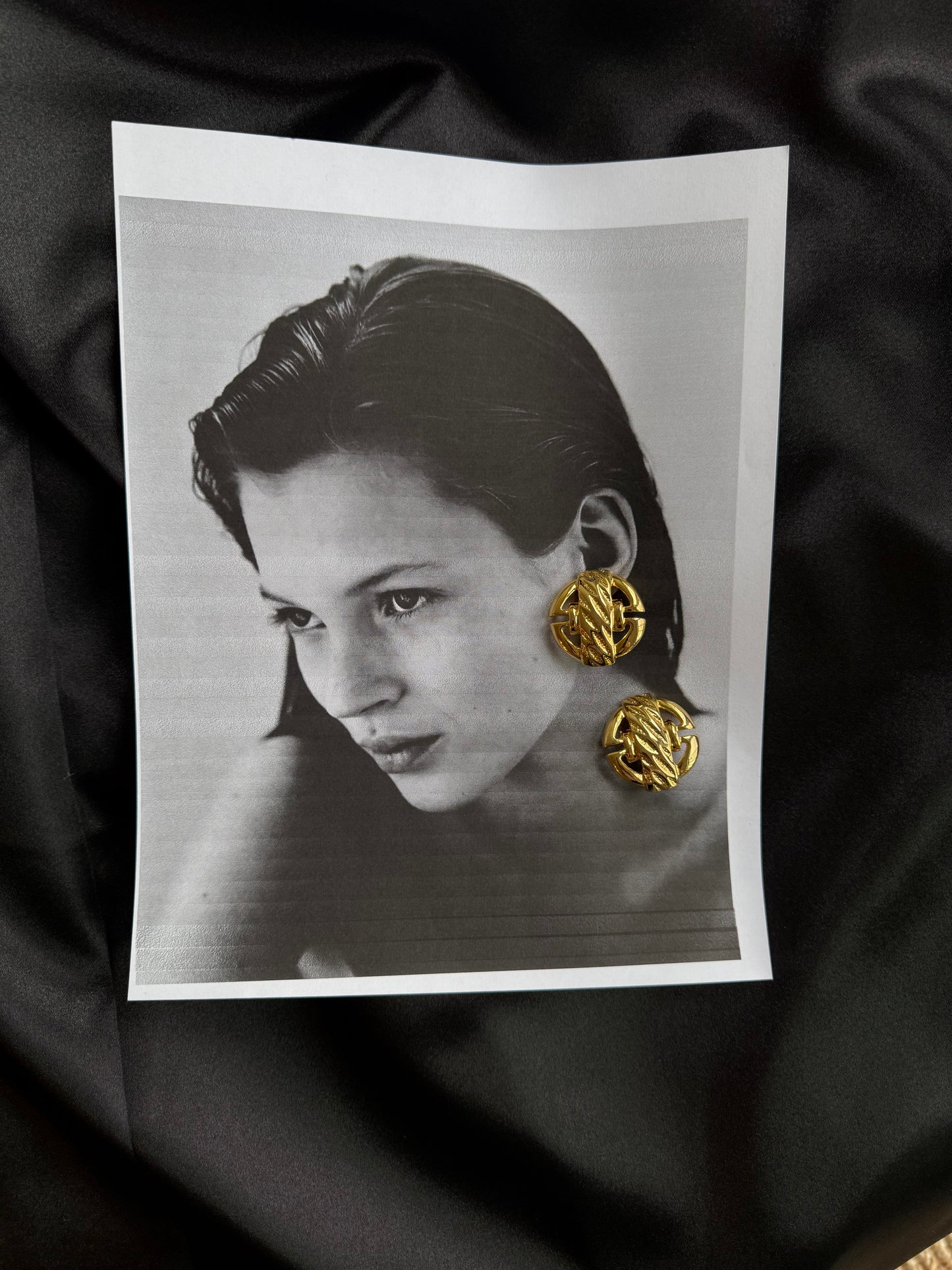 Vintage Sculptural Gold-Tone Clip-On Earrings
