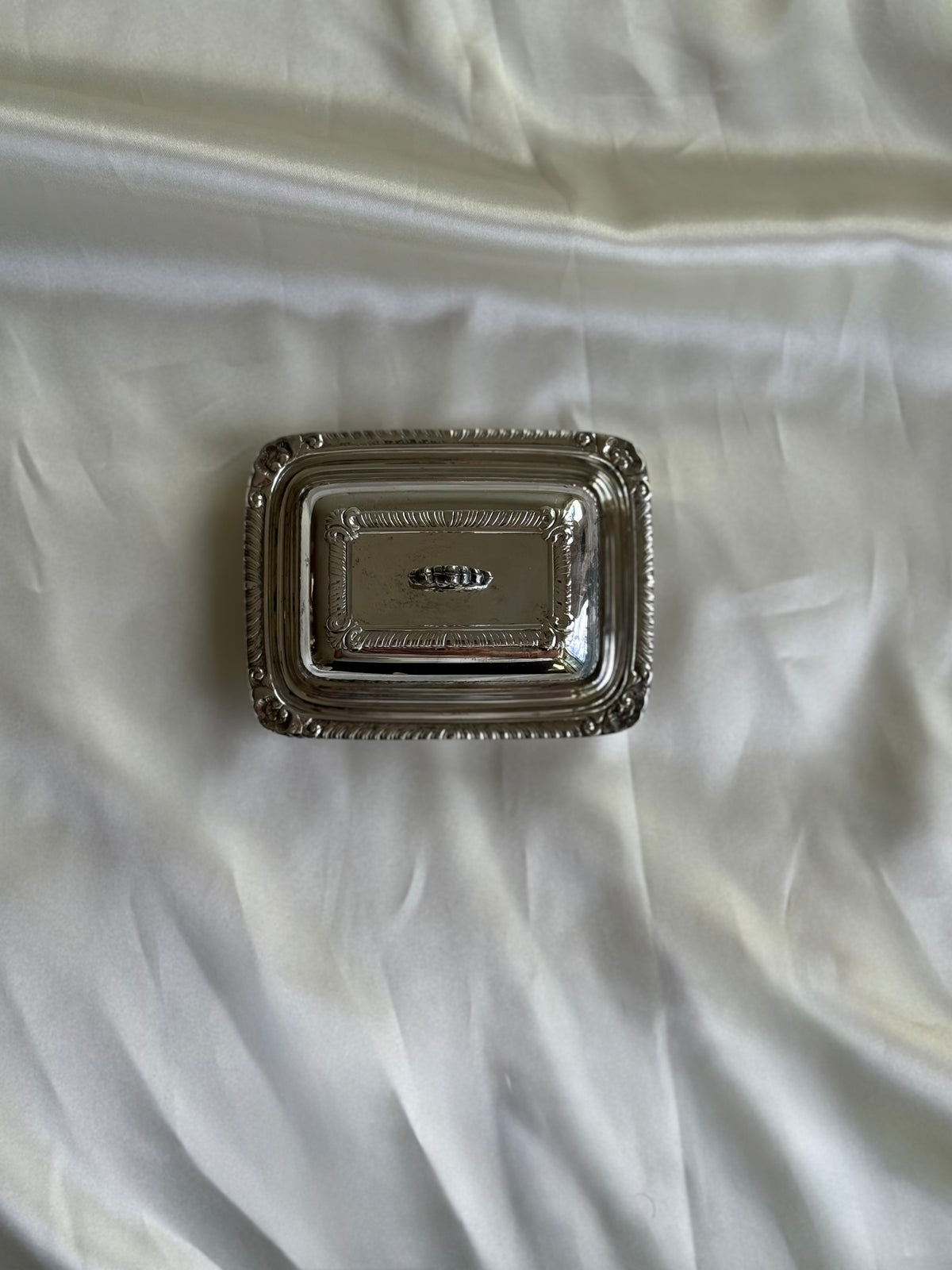 Vintage Silver-Plated Butter Dish & Mother-of-Pearl Serving Knife