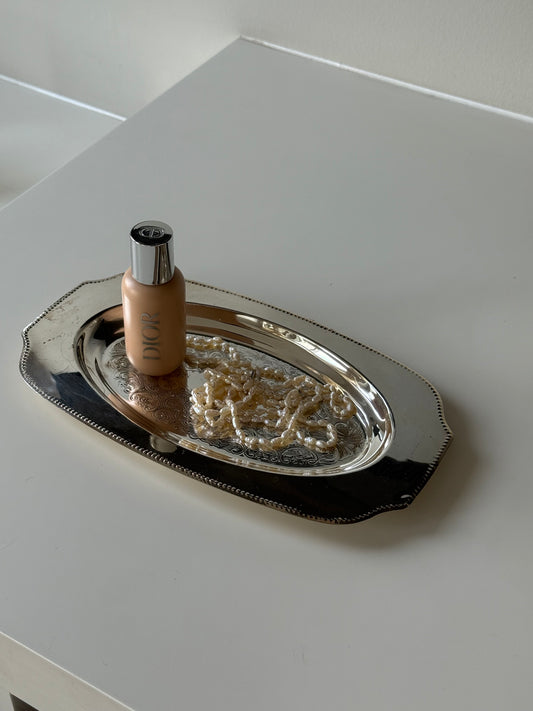 Vintage Silver-Plated Engraved Serving Tray