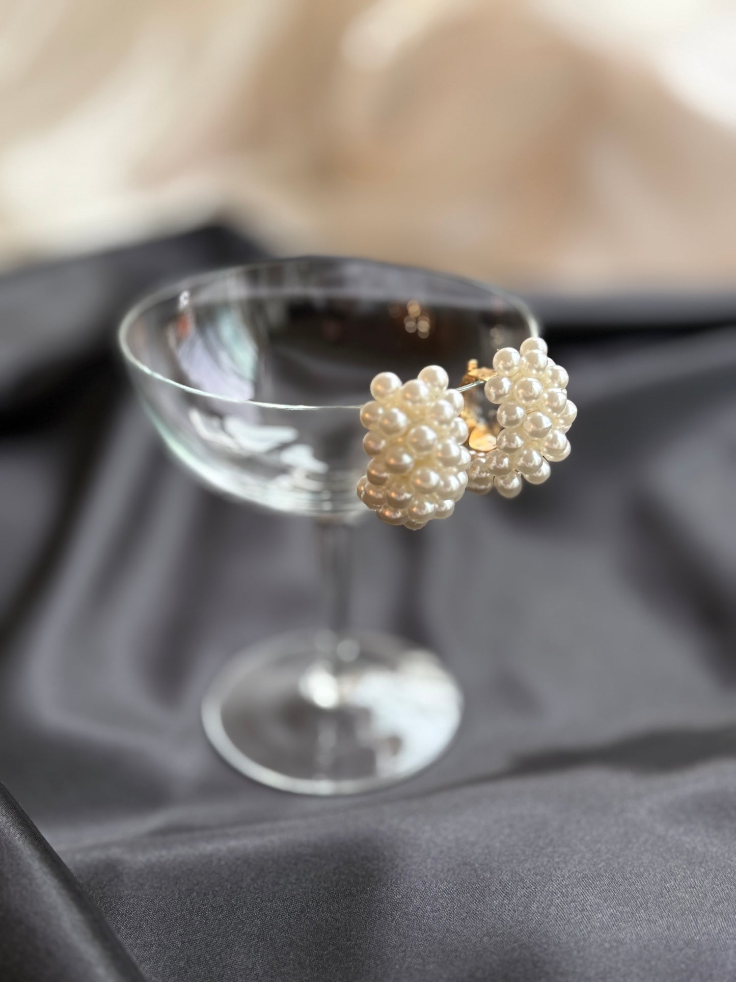 Vintage Faux Pearl Cluster Clip-On Earrings