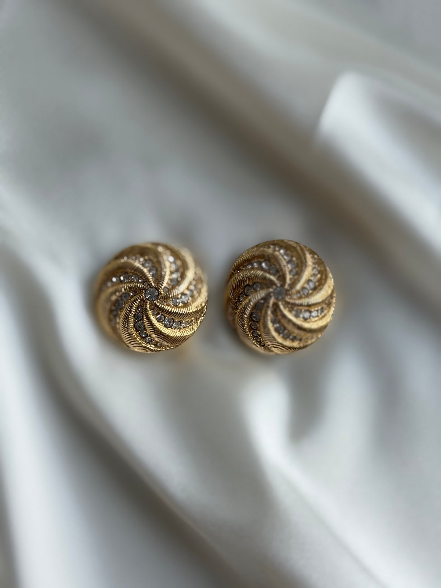 Vintage Gold-Tone & crystal Clip-On Earrings
