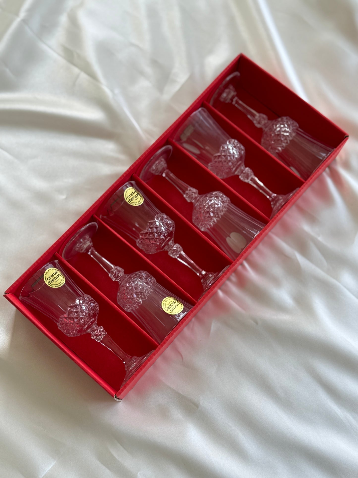 Set of 6 Cristal d’Arques Lead Crystal Liqueur Glasses – Made in France
