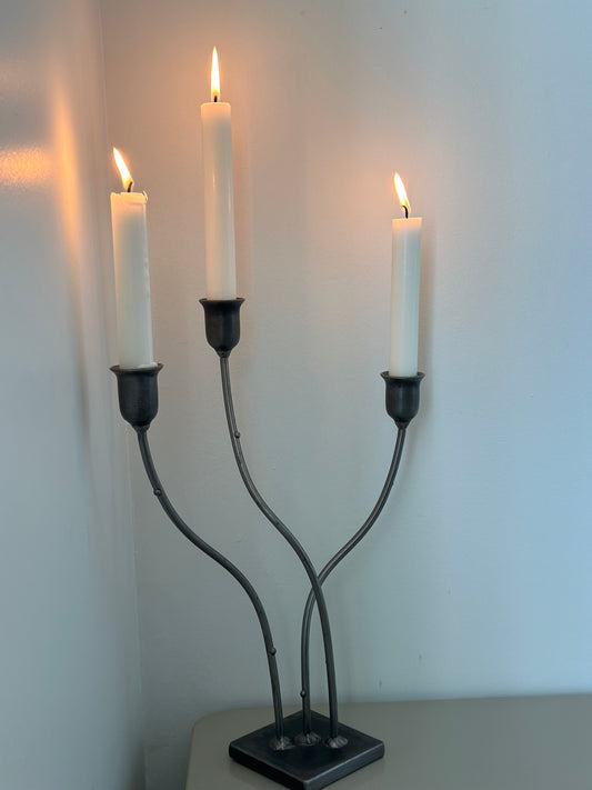 Hand forged iron candelabra
