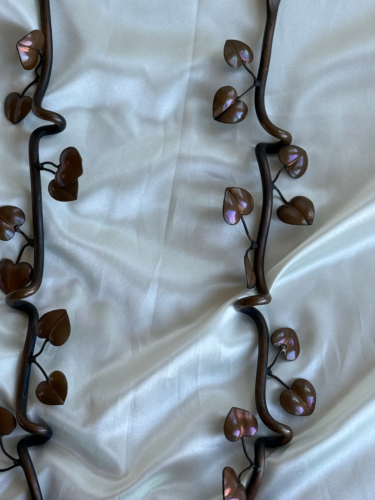Vintage Handcrafted Botanical Vine Wall Candle Sconces – Pair