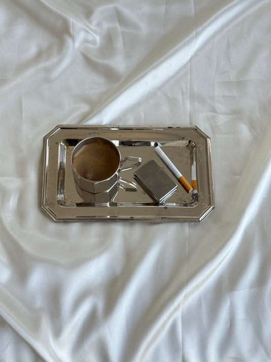 Vintage Silver-Toned Rectangular Tray