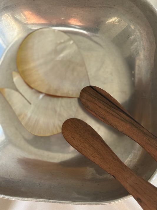 Mother of Pearl & Wood Salad Servers