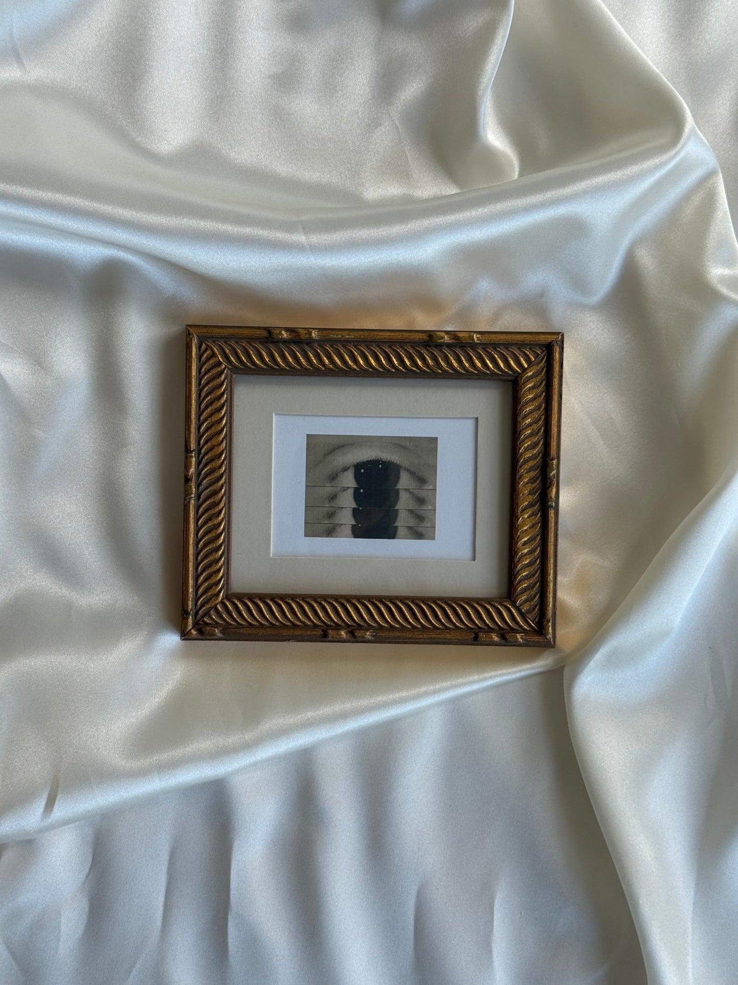 Vintage Gold-Tone Wooden Frame with Miniature Art Print