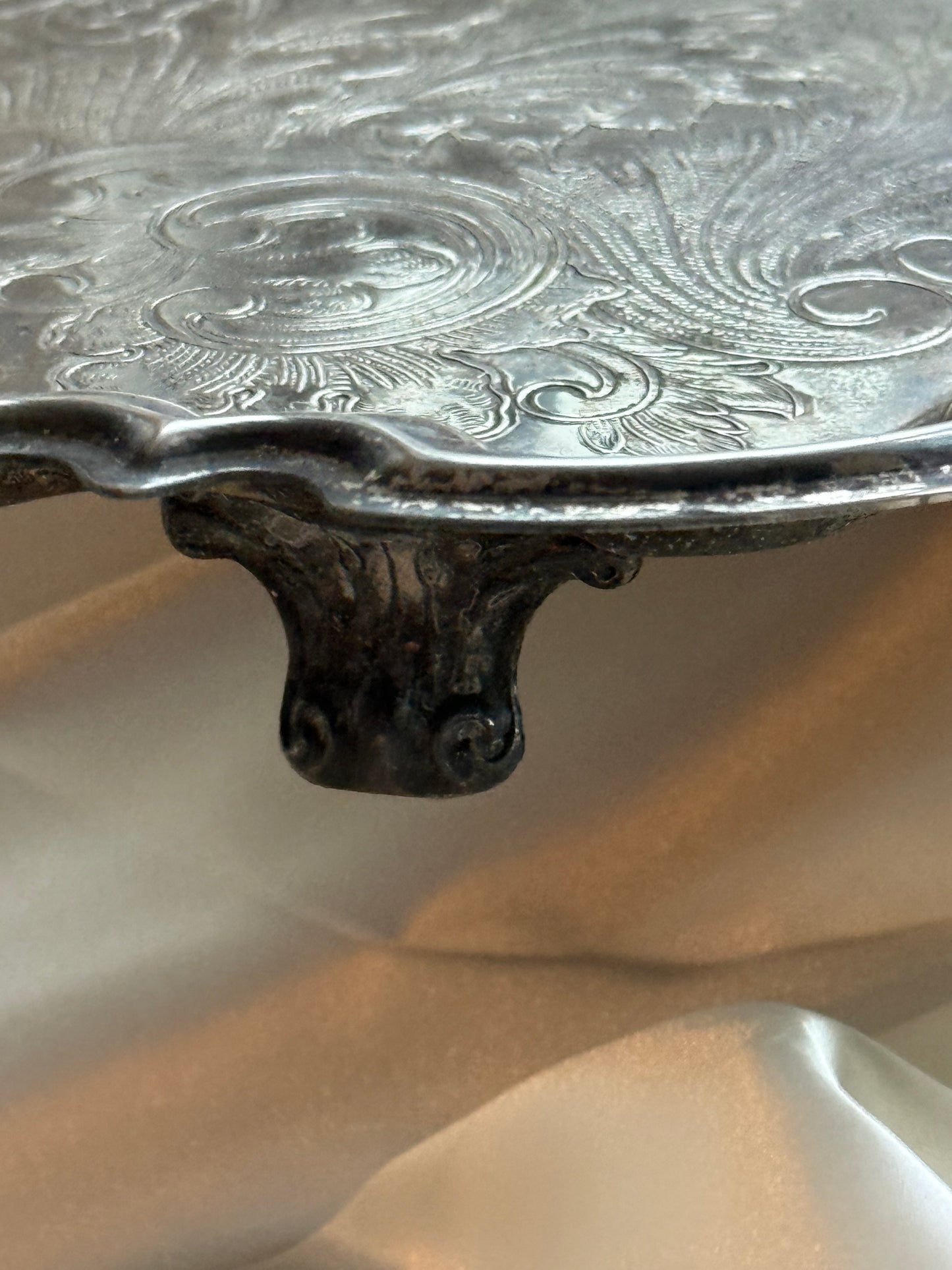 Vintage Ornate Silver-Plated Footed Tray