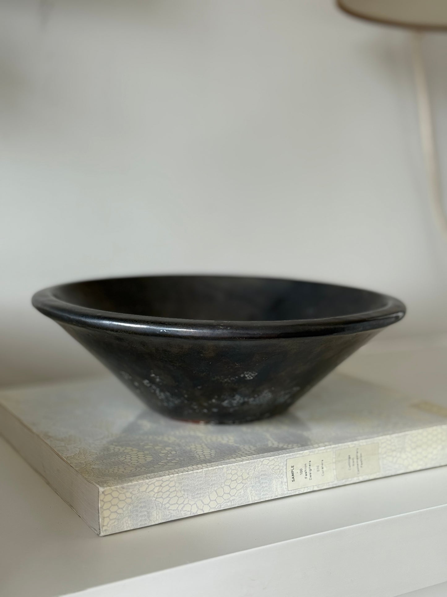 Vintage Black Terracotta Studio Pottery Bowl – Wabi-Sabi Silhouette