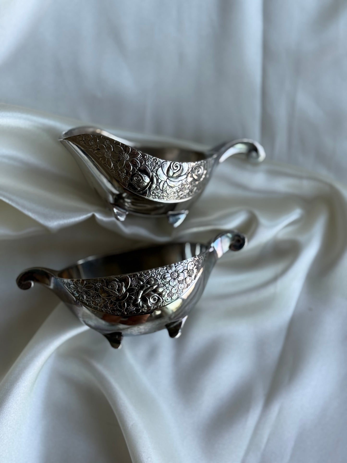 Vintage Silver plated Creamer & Sugar Bowl Set