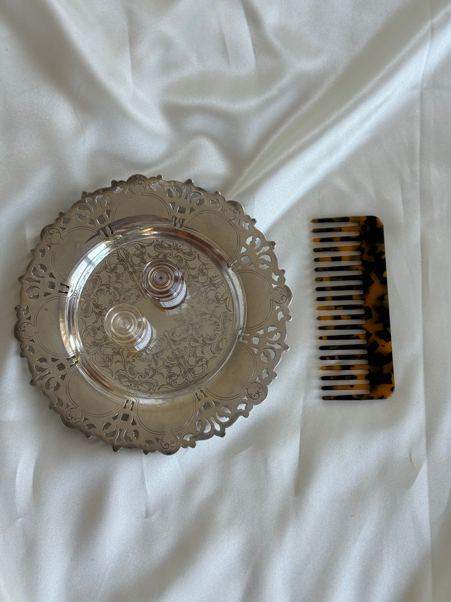 Pair of Vintage Silver Plated Fisher Coasters / Candle Plates